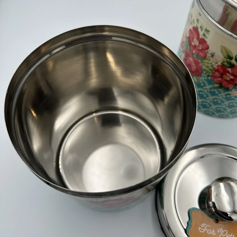(2) Pioneer Woman Treat Jar Tin Floral Canister Set